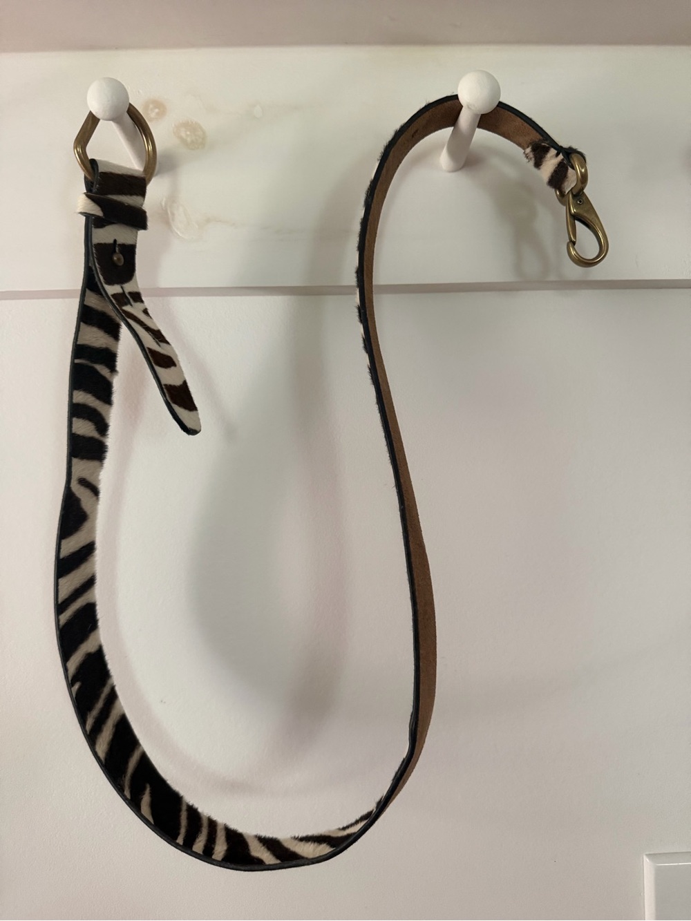 J. Crew Zebra Haircalf Belt in Black and Cream with Brass D-Ring. Women Medium - Picture 3 of 6